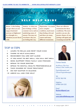 Stress, Anxiety and Depression -Self Help Guide