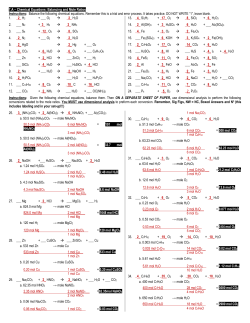 7.A &ndash; Chemical Equations: Balancing and Mole Ratios Instructions