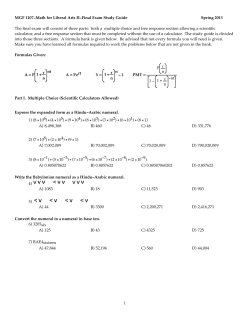 MGF 1107 -Math for Liberal Arts II