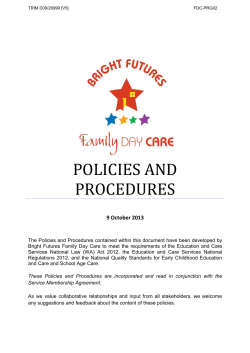 policies and procedures - Bright Futures Family Day Care