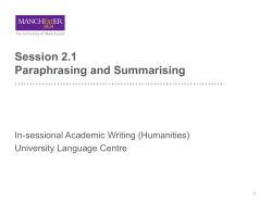 Paraphrasing and Summarising
