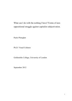 oppositional struggle against capitalist subjectivation.
