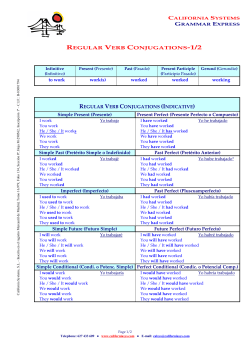 REGULAR VERB CONJUGATIONS-1/2 to work work(s) worked