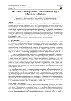 The Factors Affecting Teachers` Self-esteem in the