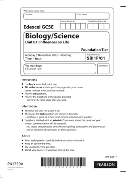 Biology Foundation Question Paper November 2012