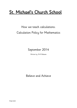 Calculation Policy - St. Michael`s Church School