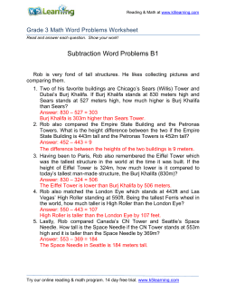 Math Word Problem Worksheet - Grade 3 - Free and