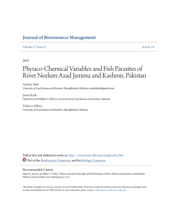 Physico-Chemical Variables and Fish Parasites of River Neelum