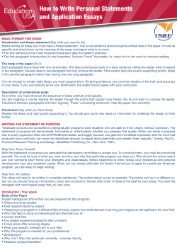 How to Write Personal Statements and Application Essays