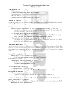 Adverbs - Campus Academic Resource Program