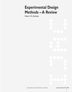 Experimental Design Methods &ndash; A Review