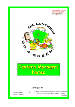 Canteen Managers Notes - Central Coast Health Promotion Gateway