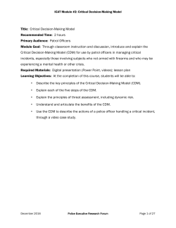 Title: Critical Decision-Making Model Recommended Time: 2 hours