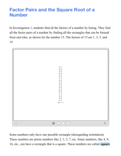 Factor Pairs and the Square Root of a Number - MATHEMATICS 6-7