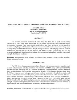 Nickel Alloys Advantages for Seawater Service