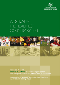 Obesity in Australia: a need for urgent action