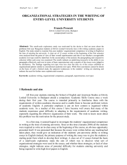 ORGANIZATIONAL STRATEGIES IN THE WRITING OF ENTRY
