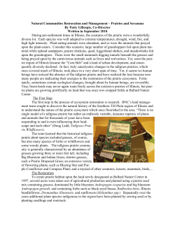 Natural Communities Restoration and Management &ndash; Prairies and