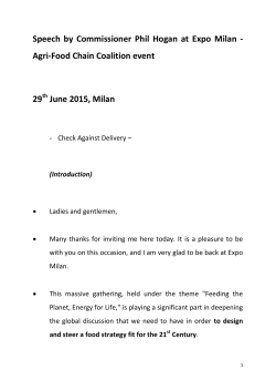 Speech at Expo Milan - Agri-Food Chain Coalition event