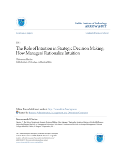 The Role of Intuition in Strategic Decision Making: How