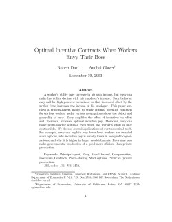 Optimal Incentive Contracts When Workers Envy Their