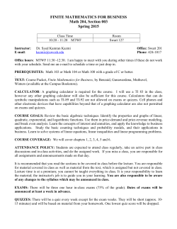 FINITE MATHEMATICS FOR BUSINESS Math 204, Section 003