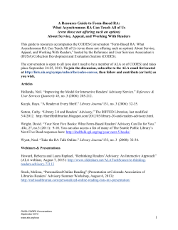 CODES Conversation Resource Guide, September 2013