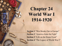 Chapter 24 World War I 1914