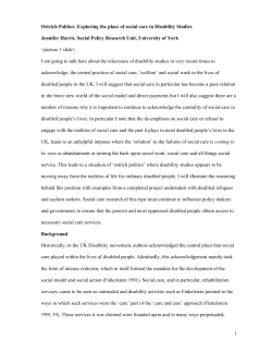 1 Ostrich Politics: Exploring the place of social care in Disability