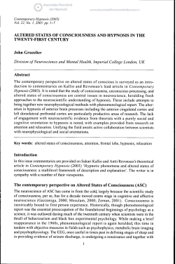ALTERED STATES OF CONSCIOUSNESS AND HYPNOSIS IN THE