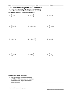 1.3 Coordinate Algebra &ndash; 1 Semester