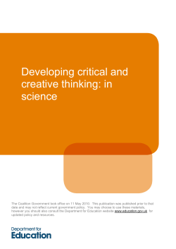 Developing critical and creative thinking: in science