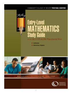 Arithmetic Elementary Algebra Guide