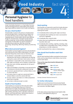 Personal hygiene for food handlers