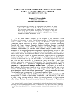 1 INTEGRATION OF AFRICAN REGIONAL COMMUNITIES INTO
