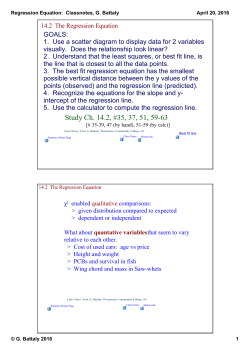 Regression Equation: Classnotes, G. Battaly