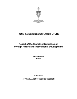 HONG KONG`S DEMOCRATIC FUTURE Report of the Standing