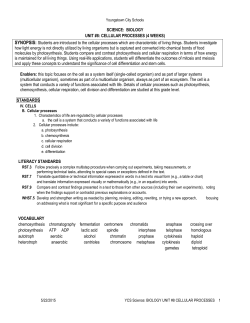 BIOLOGY UNIT #8: CELLULAR PROCESSES