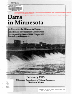 Dams in Minnesota - Minnesota Legislature