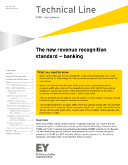 Technical Line: The new revenue recognition standard