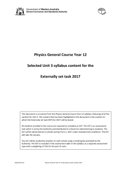 2017 General externally set task Unit 3 content
