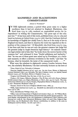 Mansfield and Blackstone`s Commentaries