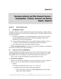 Secondary Authority and Other Research Sources