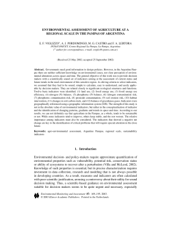 Environmental Assessment of Agriculture at a Regional Scale in the