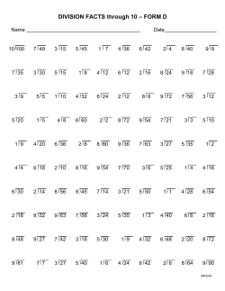 DIVISION FACTS through 10 &ndash; FORM D