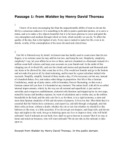 Passage 1: from Walden by Henry David Thoreau