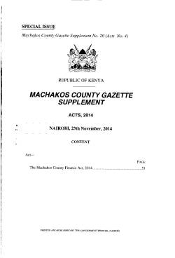 Machakos County Finance Act, 2014