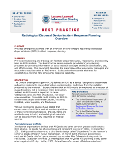 Radiological Dispersal Device Incident Response Planning: Overview