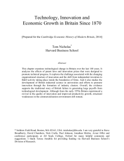 Technology, Innovation and Economic Growth in Britain Since 1870