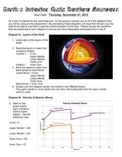 Earth`s Interior Quiz Review Answers